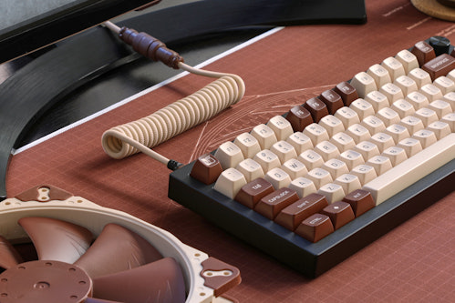 Coiled Keyboard USB Cable Coffee Cream