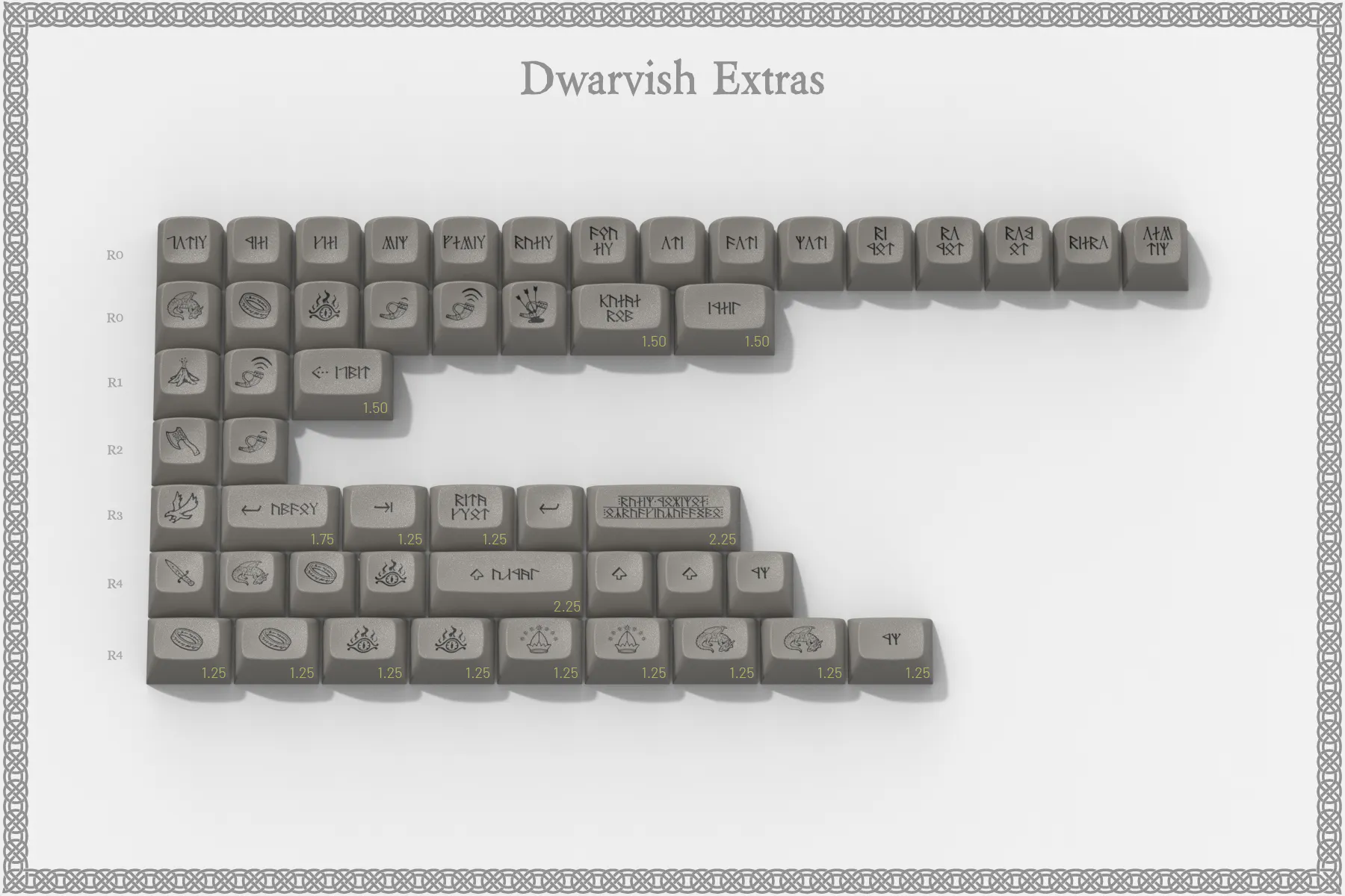 Drop + The Lord of the Rings MT3 Dwarven Keycap Set - Dwarvish Extras