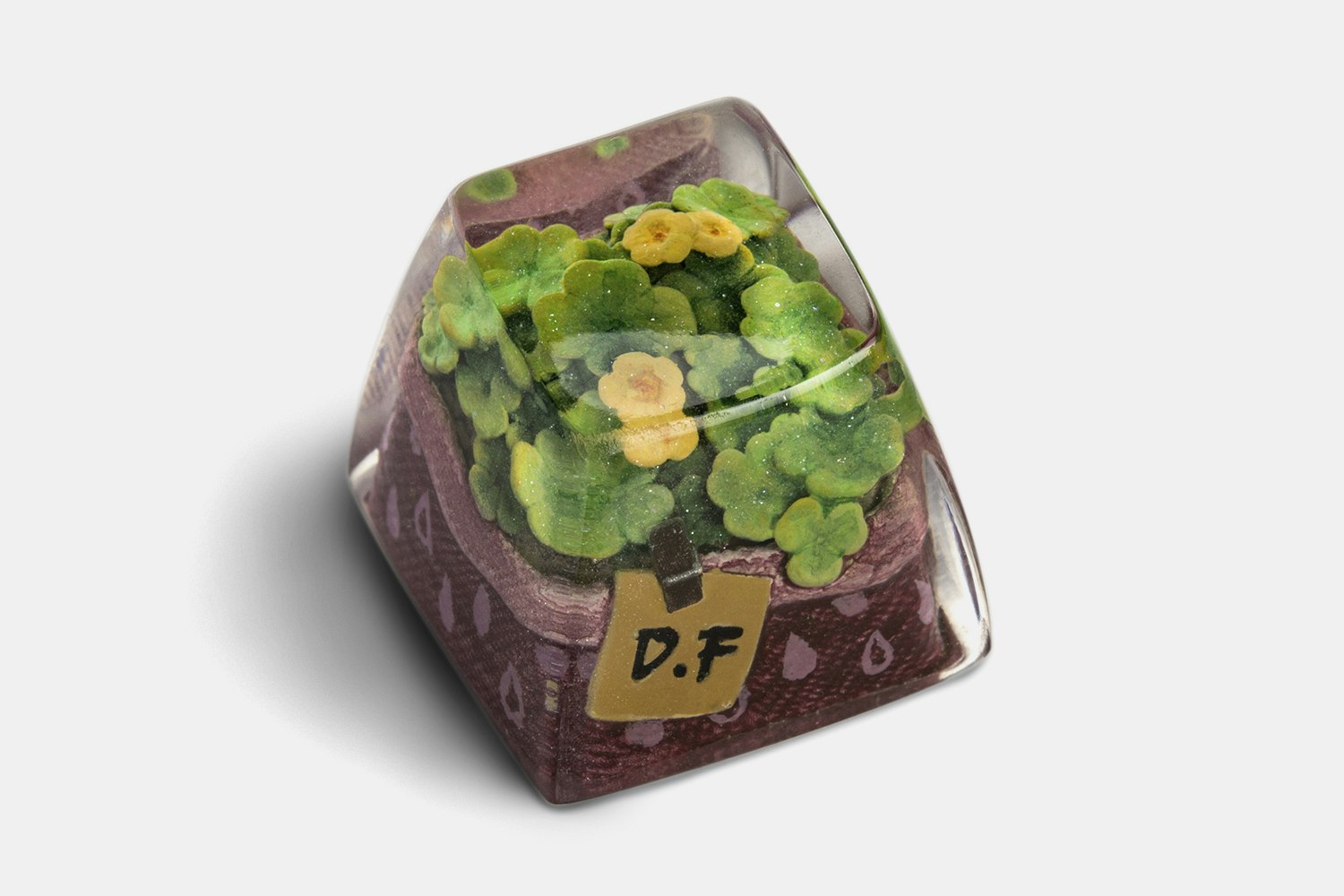 Dwarf Factory Terrarium Resin Artisan Keycap - Fortune Clover - DOM