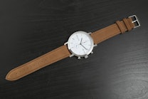Silver Case with Brown Suede Strap