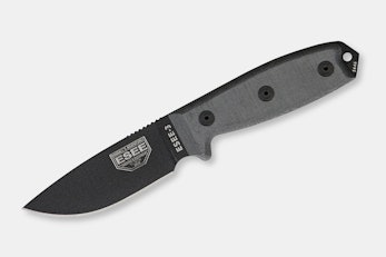 Standard edge black blade with linen micarta handle