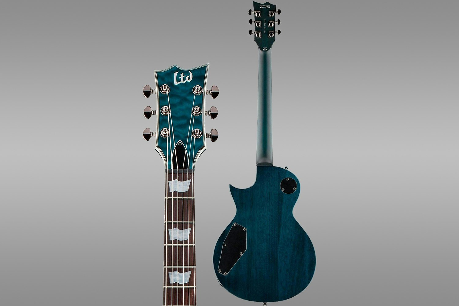 ESP LTD EC-401QMV See-Through Aqua Guitar Details