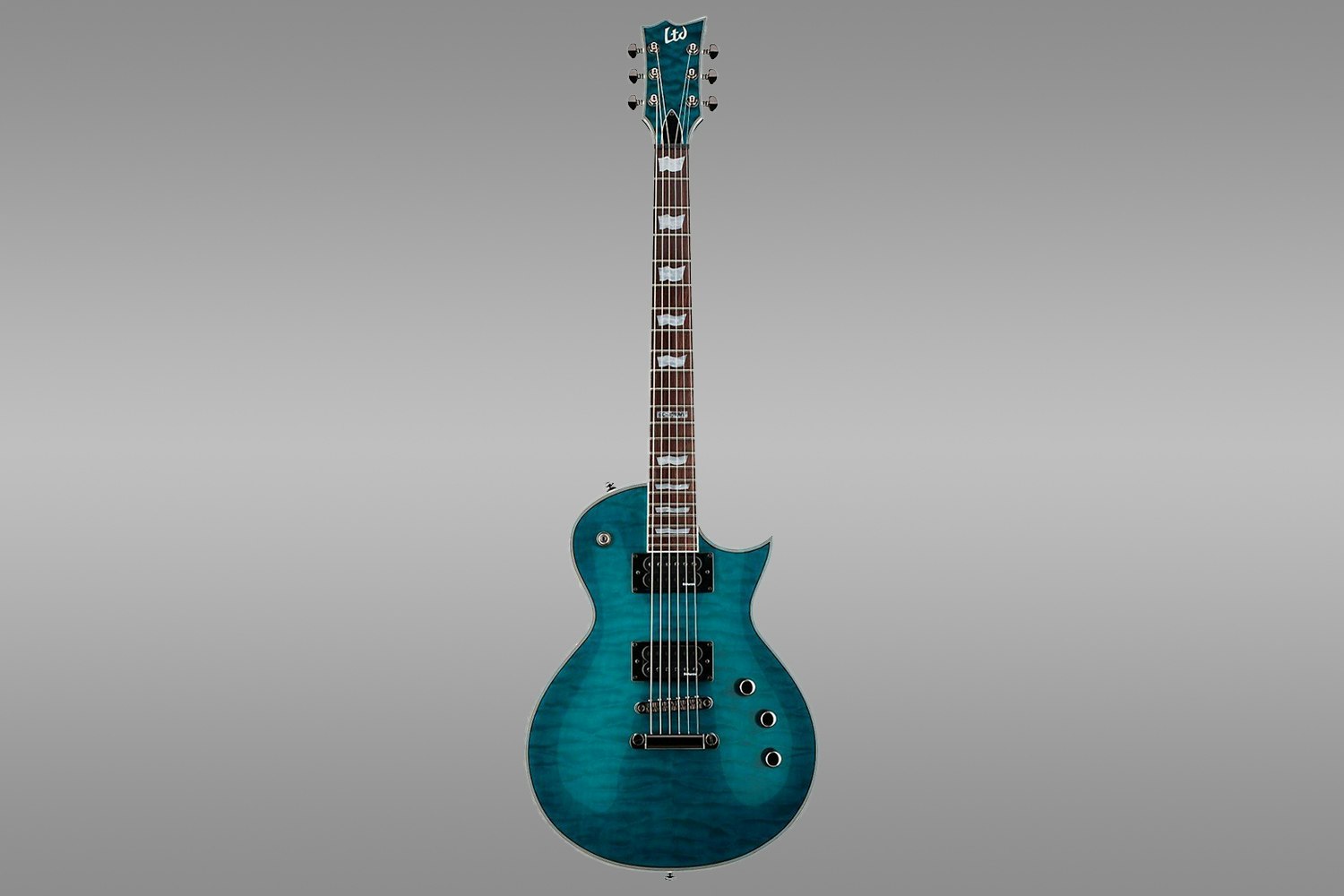 ESP LTD EC-401QMV See-Through Aqua Guitar