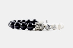 Silver Alloy Beaded Black and White Buddha