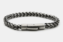 EXSO - Braided Leather Bracelet - Large - Stainless Steel (+$22)