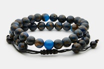 Executive Society - Beaded Bracelet - Blue, Black, Gold Marble