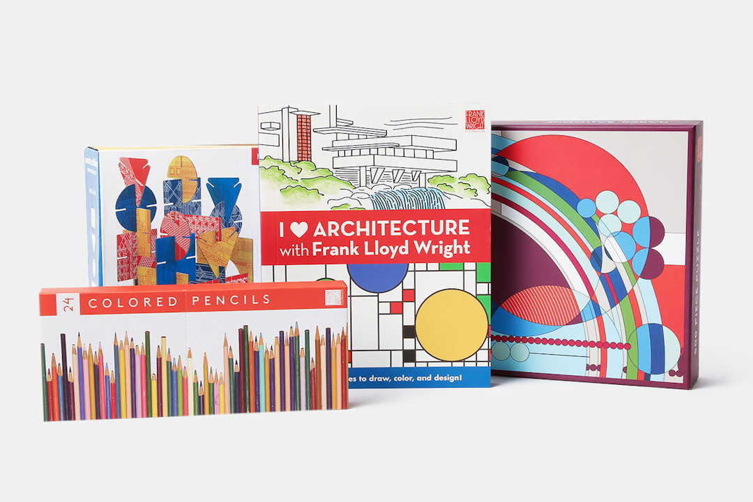 Frank Lloyd Wright Coloring Book & Puzzles Bundle