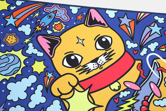 Geekboards Space Cat Stitched-Edge Thick Cloth Desk Mats