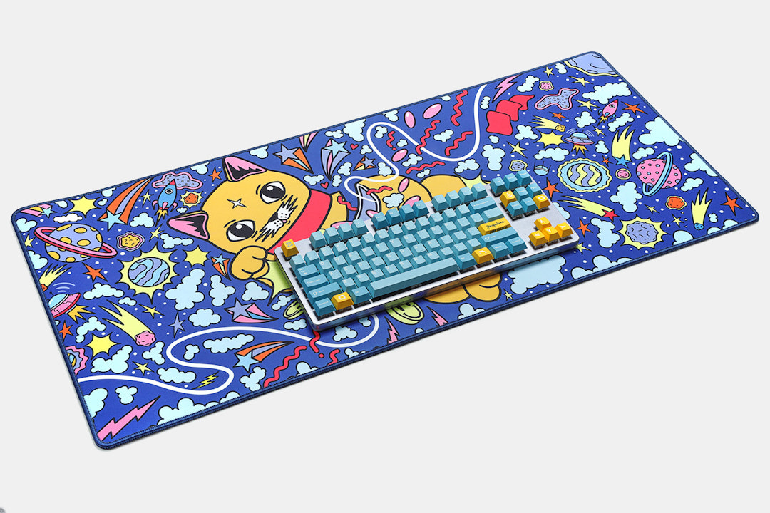 Geekboards Space Cat Stitched-Edge Thick Cloth Desk Mats