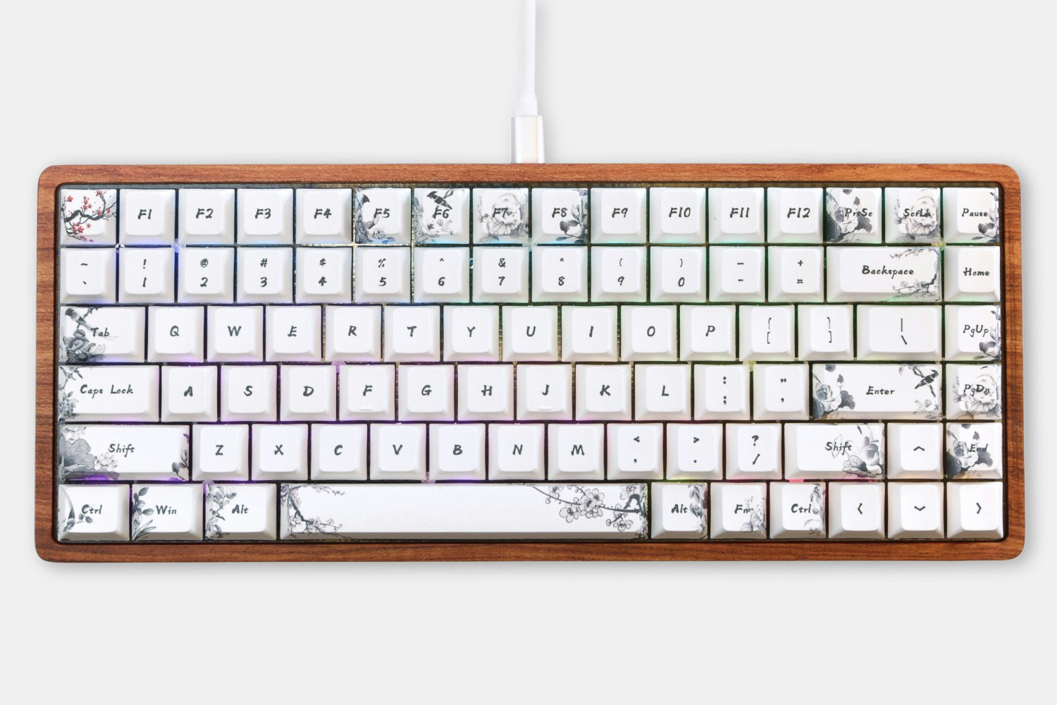 GK84 75% Bluetooth 3.0 Wooden Mechanical Keyboard