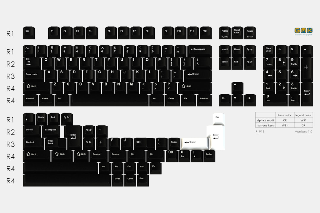 Drop GMK White-on-Black Custom Keycap Set