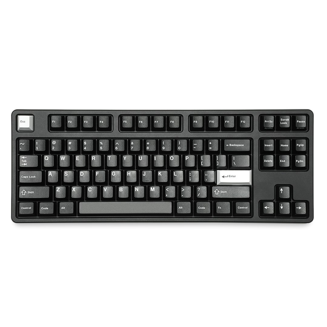 Doubleshot ABS 1800 Layouts for 60% Drop GMK White-On-Black Custom Mechanical Keyboard Keycap Set 140-keys TKL Cherry Profile etc, 
