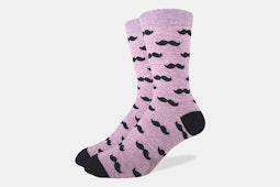 Purple Mustache Crew Socks