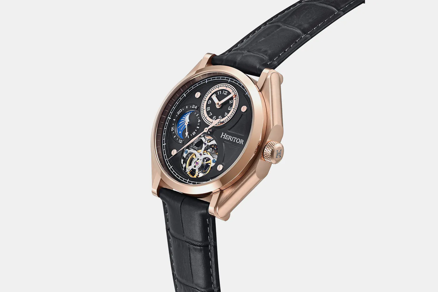?? Heritor Antoni Leather-Band Auto w/ 24-Hour Hand $129 +  display picture 1
