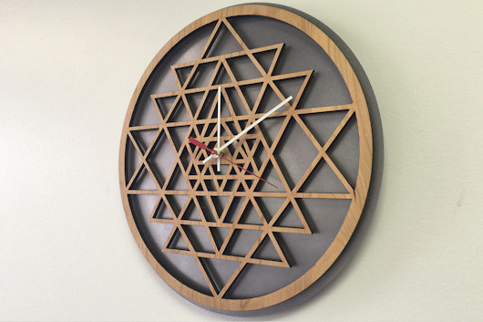 Inked and Screened Geometric Wooden Clocks