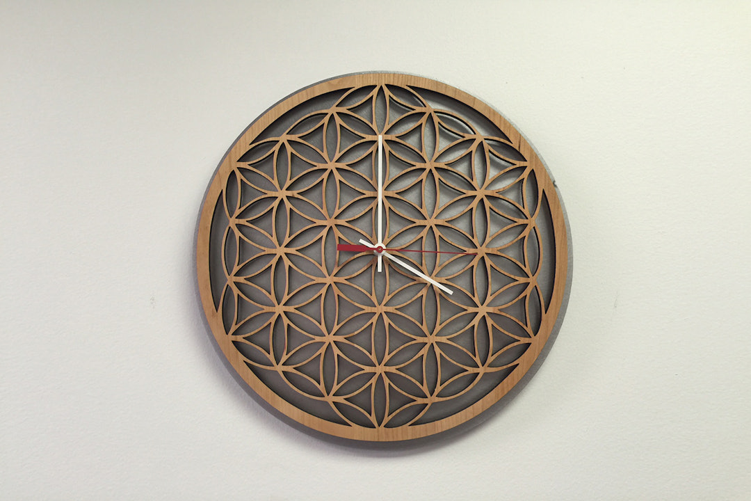 Inked and Screened Geometric Wooden Clocks