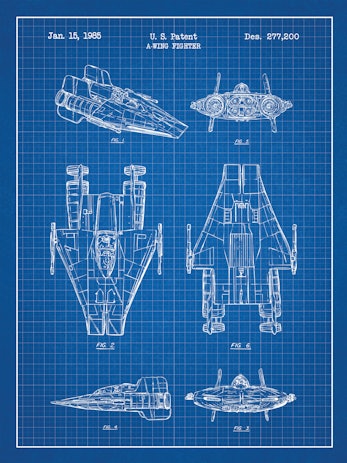 SP-SYFI-A-Wing-Fighter-277,200-Blue-Grid-White-Ink-24-Inches