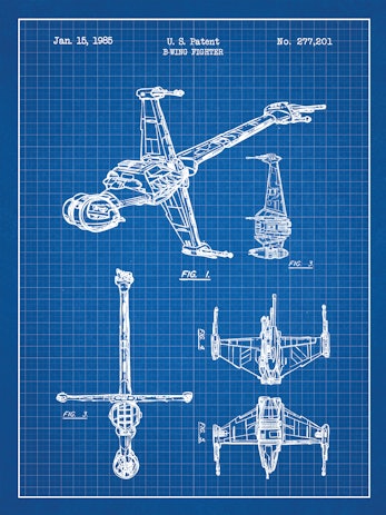 SP-SYFI-B-Wing-Fighter-277,201-Blue-Grid-White-Ink-24-Inches