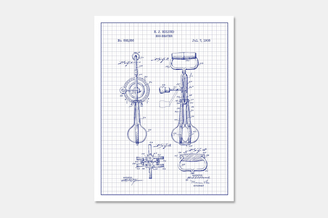 Inked and Screened Baking Tools Patent Prints