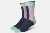 Color Block Sock - Green / Dusty Pink