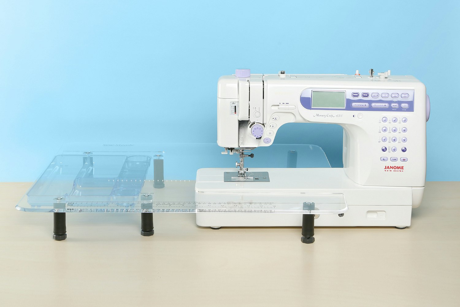 Janome Memory Craft 6500P and Sew Steady Table Sewing Machines Drop