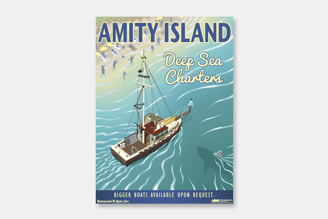 Jaws Amity Island Deep Sea Charters Vintage Print
