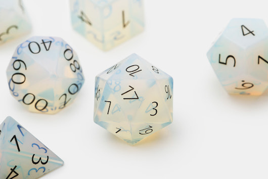 MDG Engraved Opalite Polyhedral Dice Set