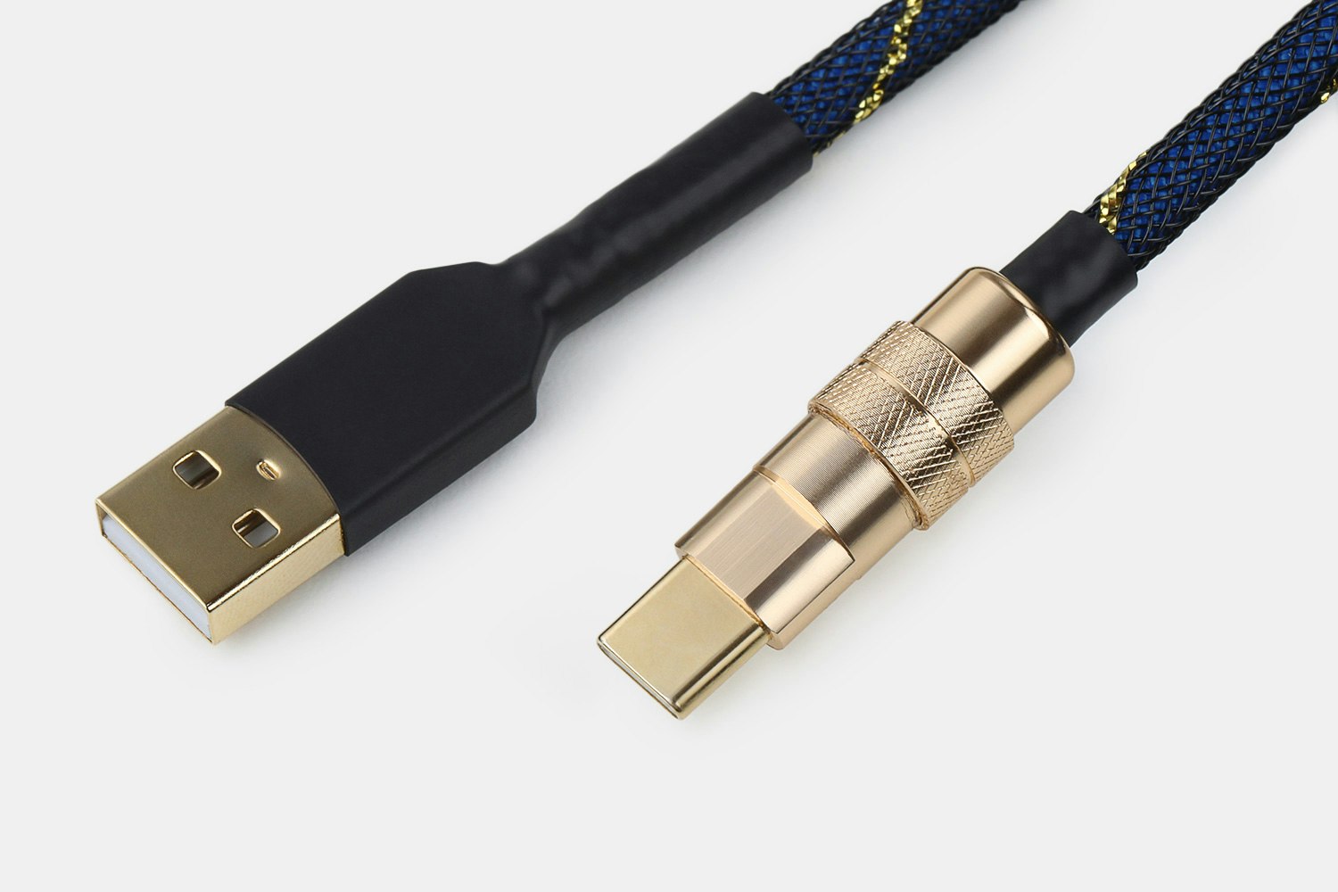 Mechcables Blue Samurai Gold CNC-Machined USB Cable | Mechanical ...