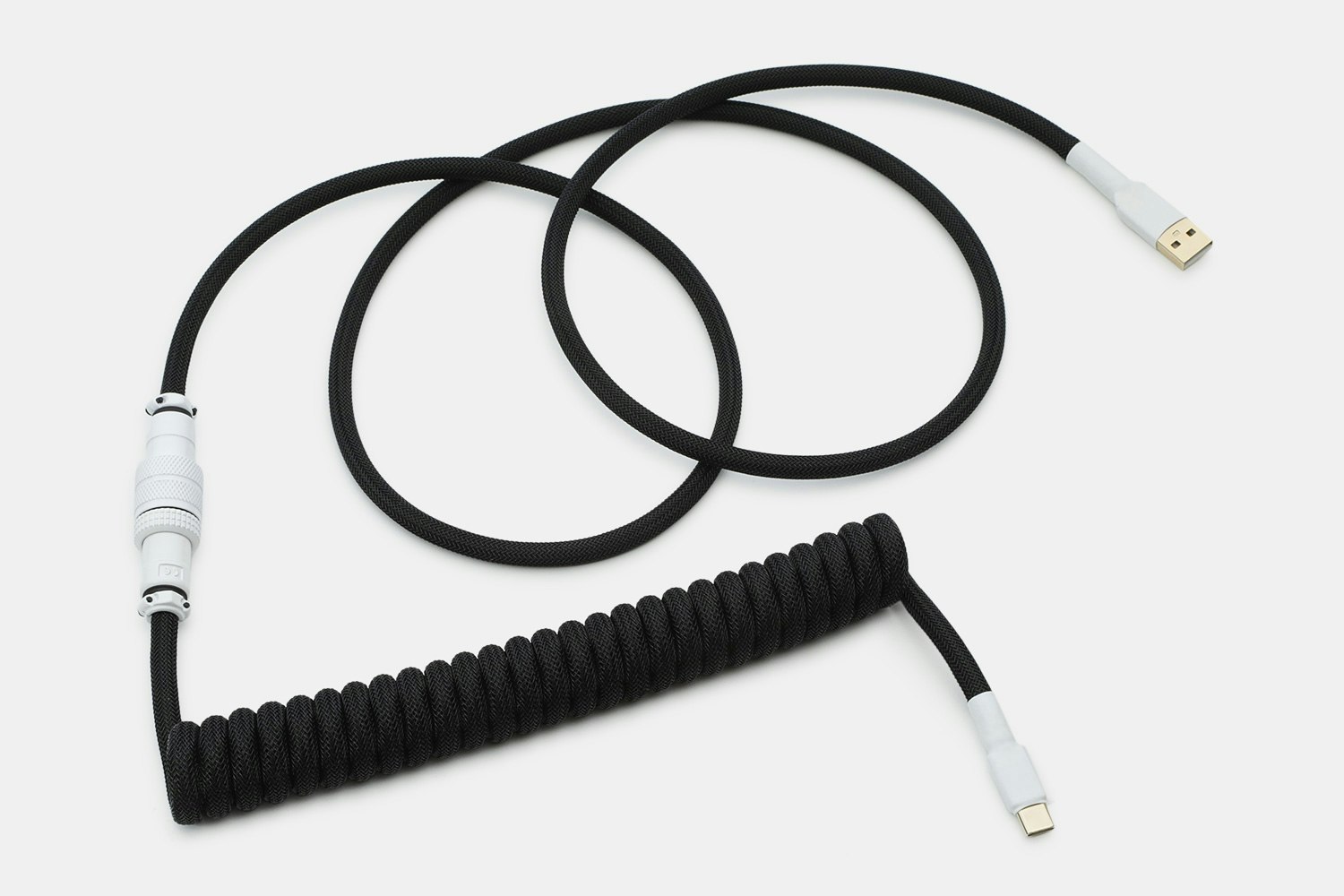 Mechcables White on Black Custom Coiled Aviator USB Cable