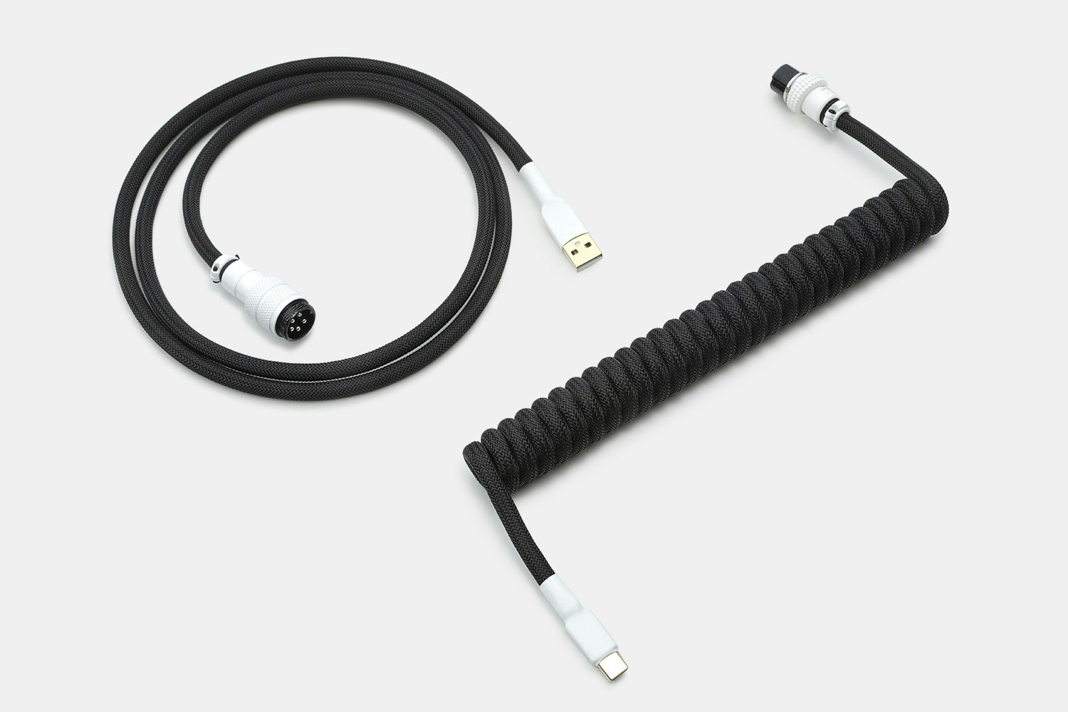 Mechcables White on Black Custom Coiled Aviator USB Cable