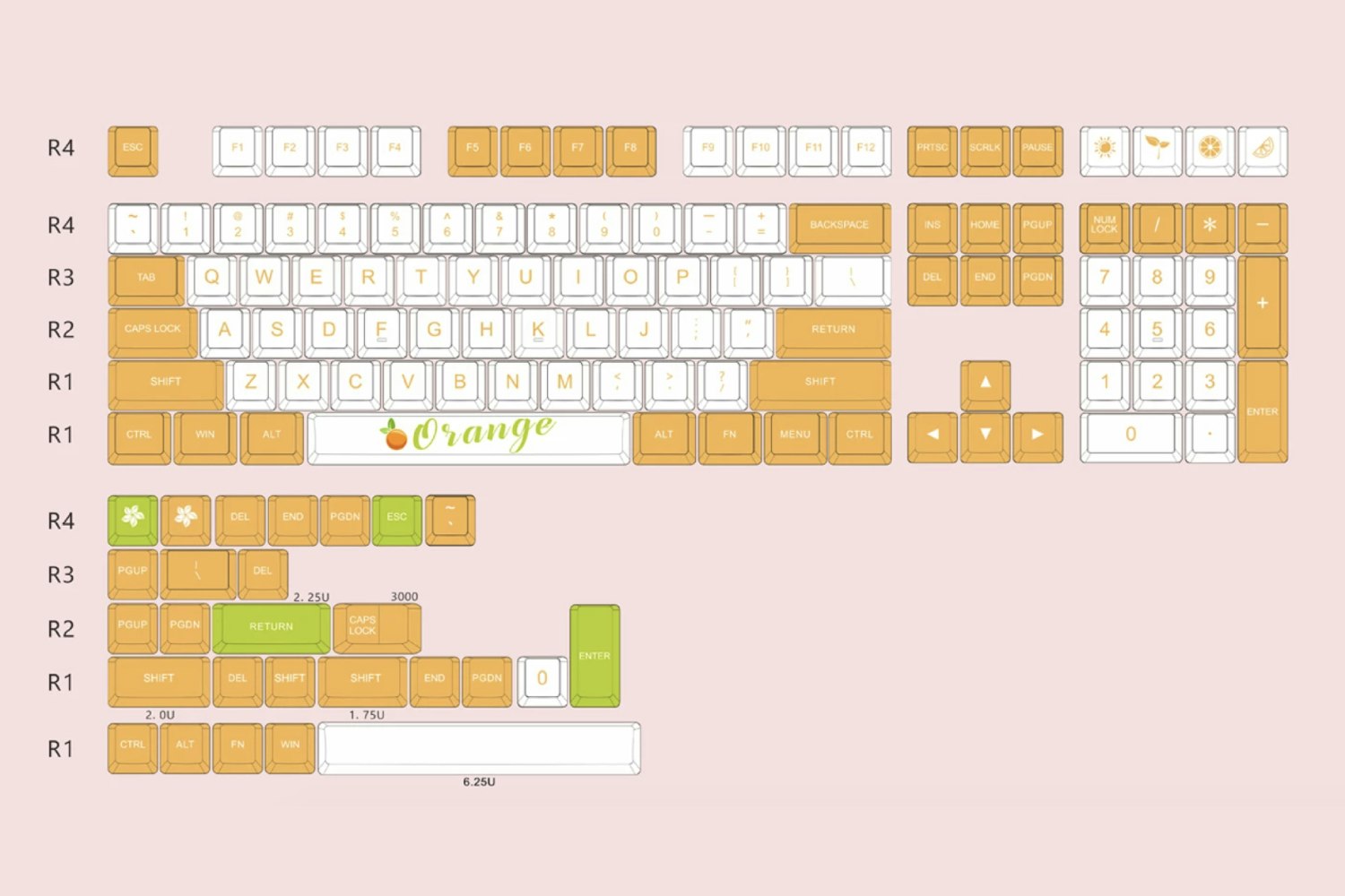 MOMOKA Sugar Orange Dye-Subbed PBT Keycap Set