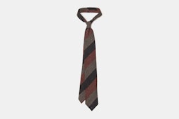 Block Stripe Grenadine with Mixed Red, Brown and Dark Tan Stripes