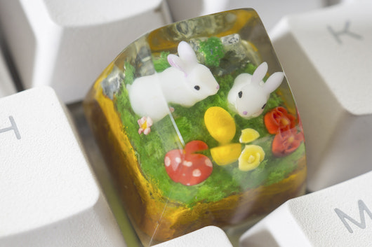 Moon Key Little Easter Bunnies Artisan Keycap