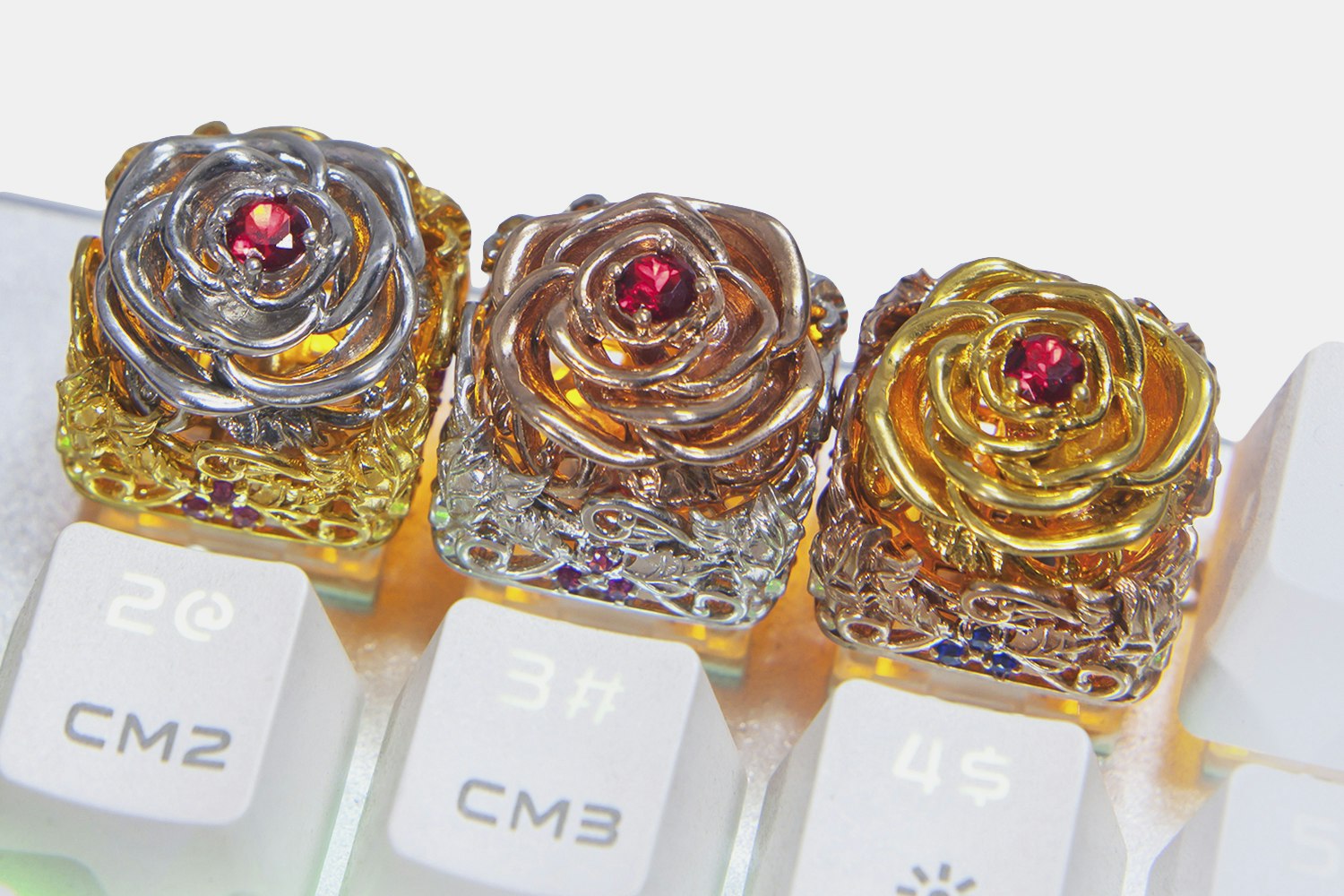 Moon Key Luxurious Metal Rose Artisan Keycap