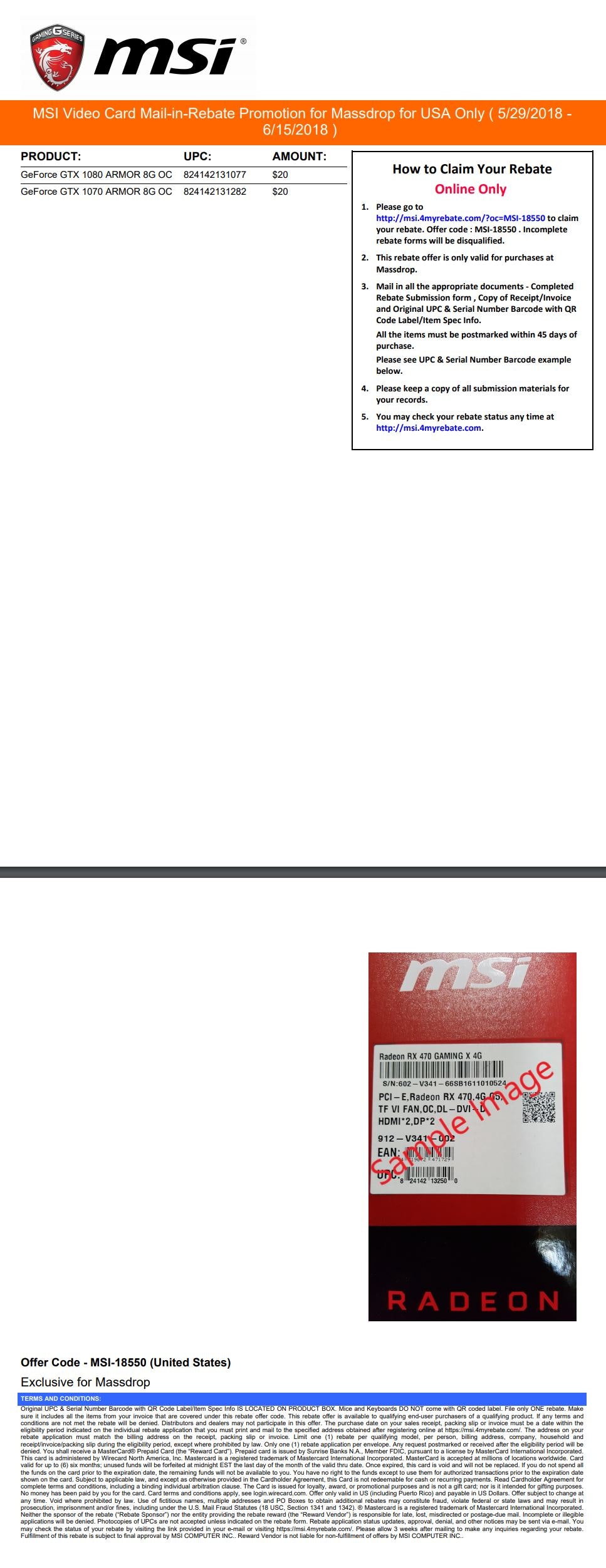 Msi Geforce Gtx 1070 Armor 8g Oc Price Reviews Drop