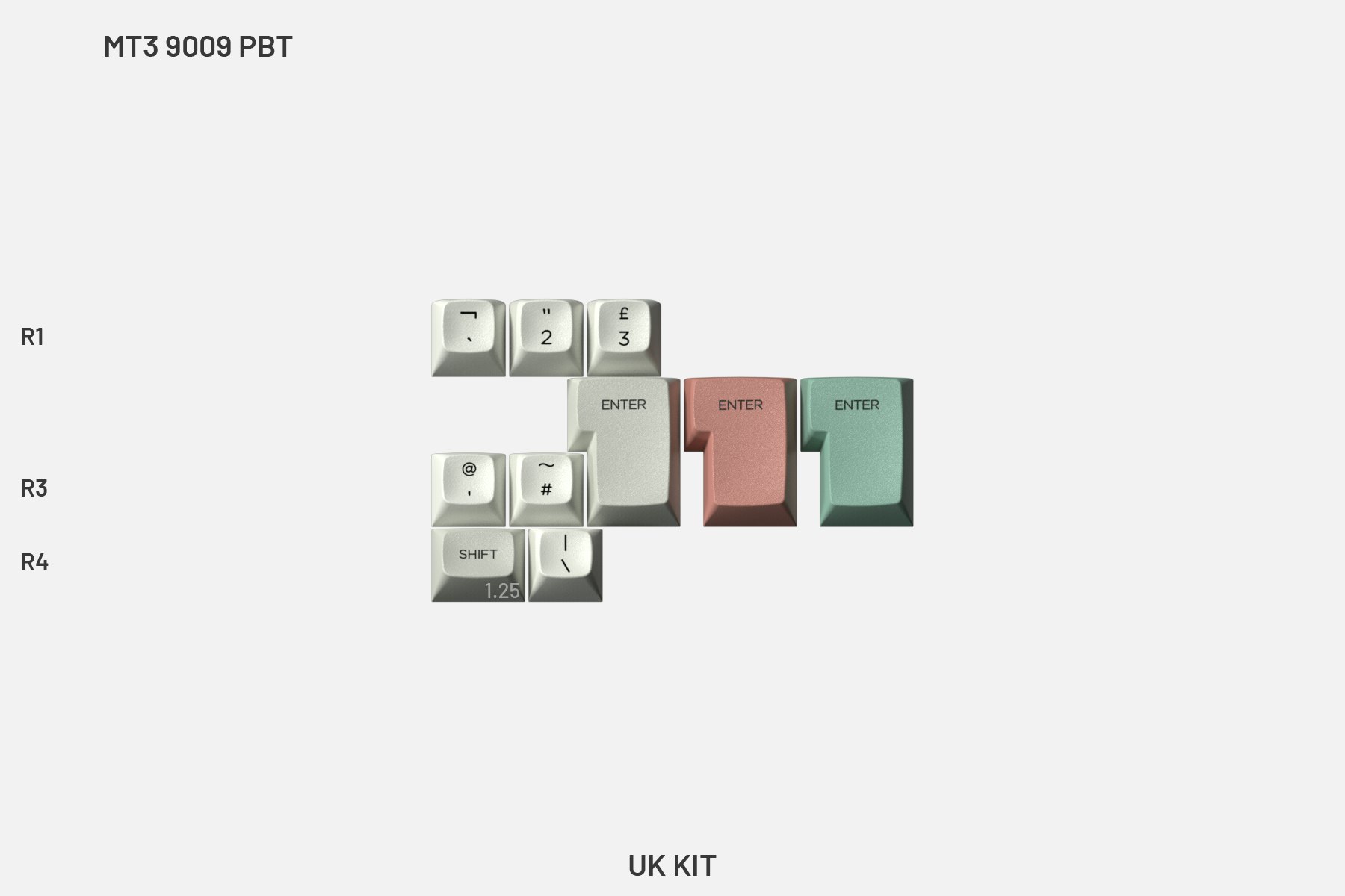 Drop + MiTo MT3 9009 PBT Keycap Set - UK Kit
