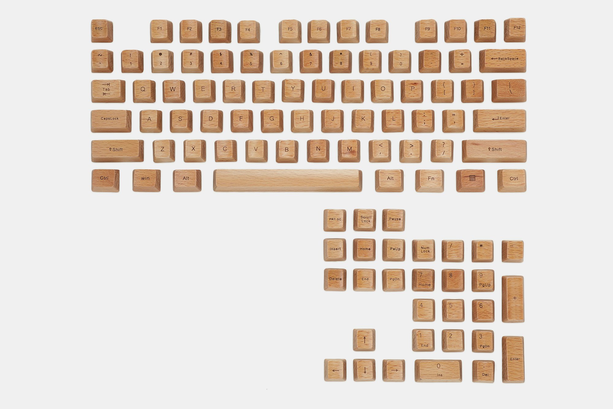 NPKC Engraved Wooden Series 104-Keycap Set