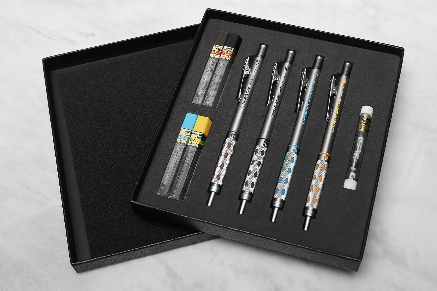 Pentel GRAPHGEAR 1000 Drafting Pencil Gift Set With Refill Leads & Erasers