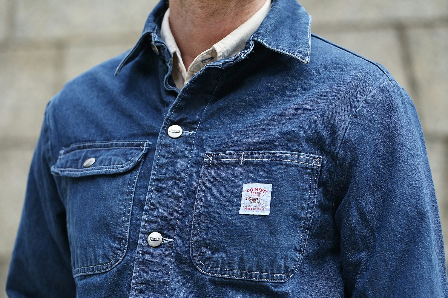 Pointer Brand Indigo Denim Chore Coat Washed Outerwear Drop