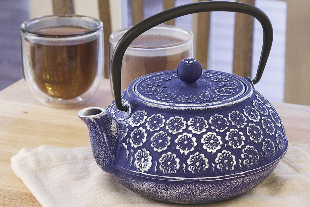 Primula Blue Floral Cast Iron Teapot