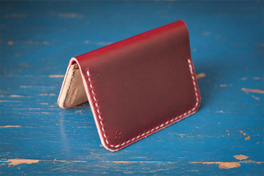 One Star Four Pocket Vertical Leather Wallet