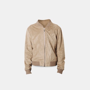 Micro Suede Gathered Bomber Jacket
