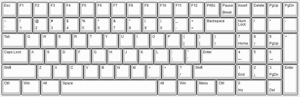 Standard 6.25u Layout w/o Arrow Keys