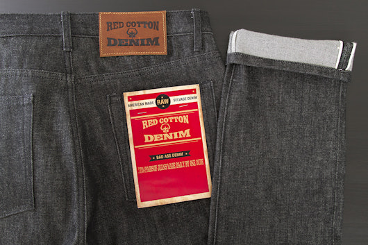 Red Cotton Raw Black Jeans