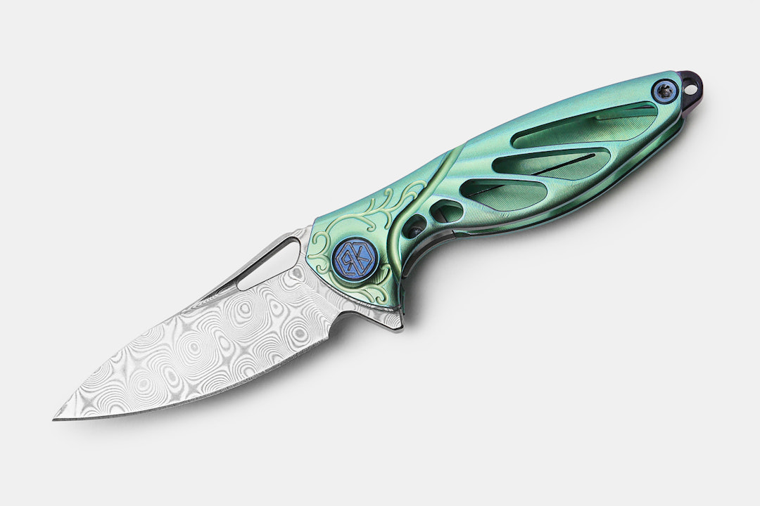 Rike Knife Damascus Hummingbird Mini Flipper Knife