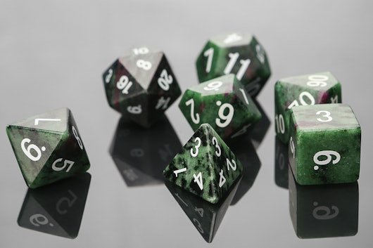 Ruby (Zoisite) Stone Polyhedral Dice Set