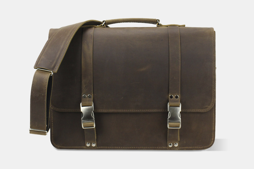 Rugged Material Classic Leather Messenger Bag