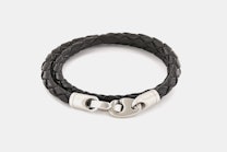 Catch Double Wrap Leather Bracelet - Black