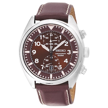 Brown dial on leather strap SNN241