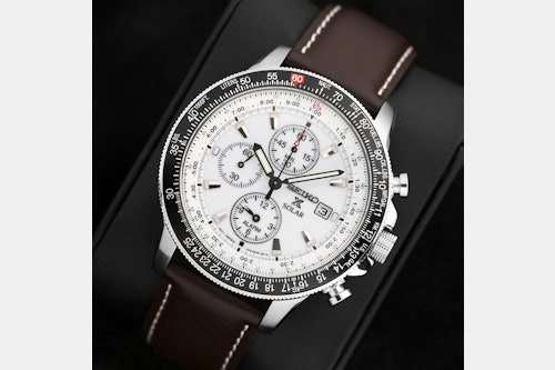 Seiko Pilot Solar Chrono SSC Watch | Watches | Quartz Watches | Drop